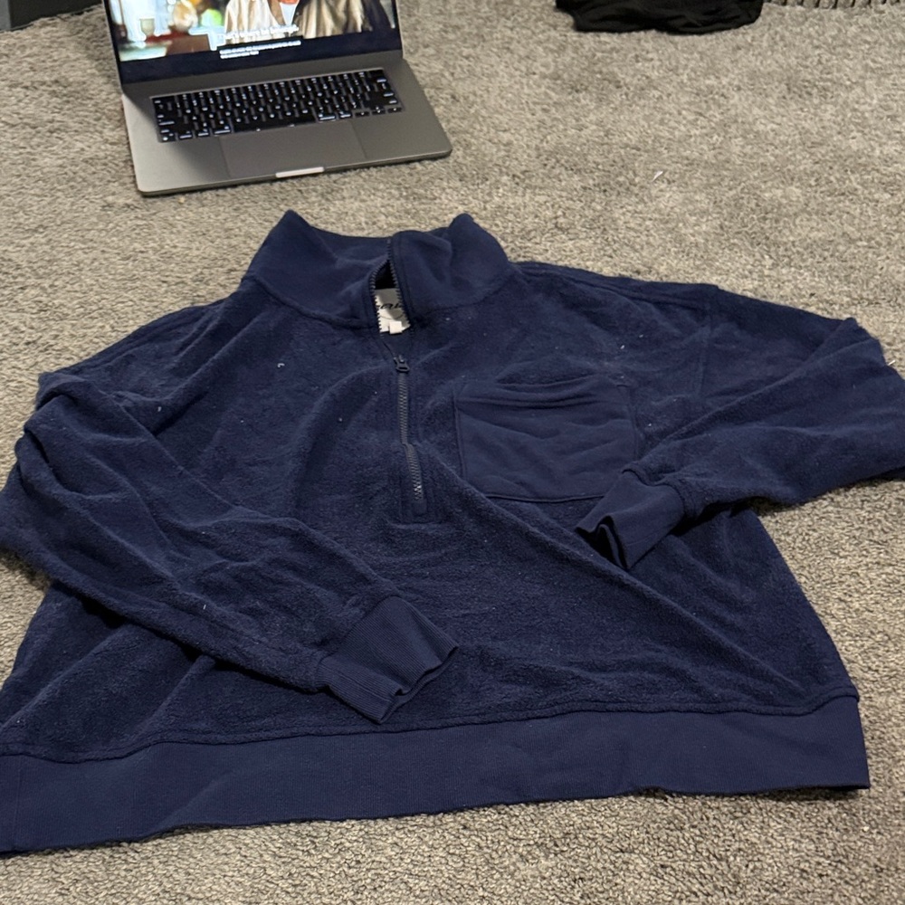 Aerie Women's Navy Half-Zip Sweatshirt